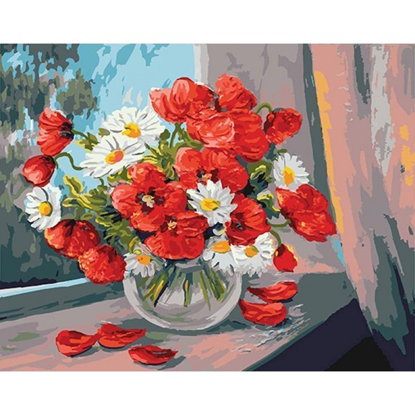 Red and White Flowers DIY Painting