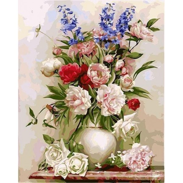 Colorful Flowers Vase Painting by Numbers Kit