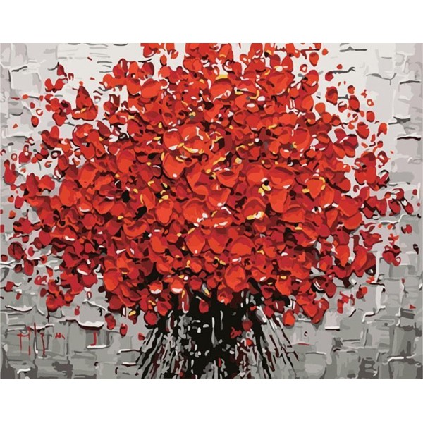 Red Flower DIY with Painting by Numbers Kit