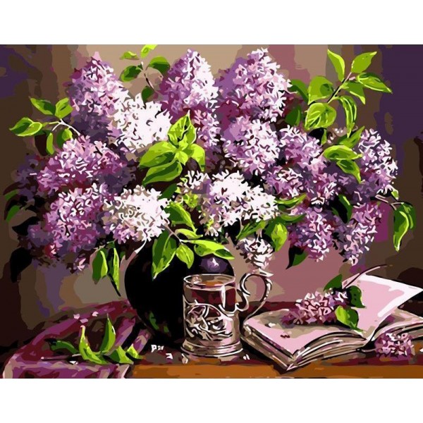 Purple Flowers Paint by Numbers For Adults