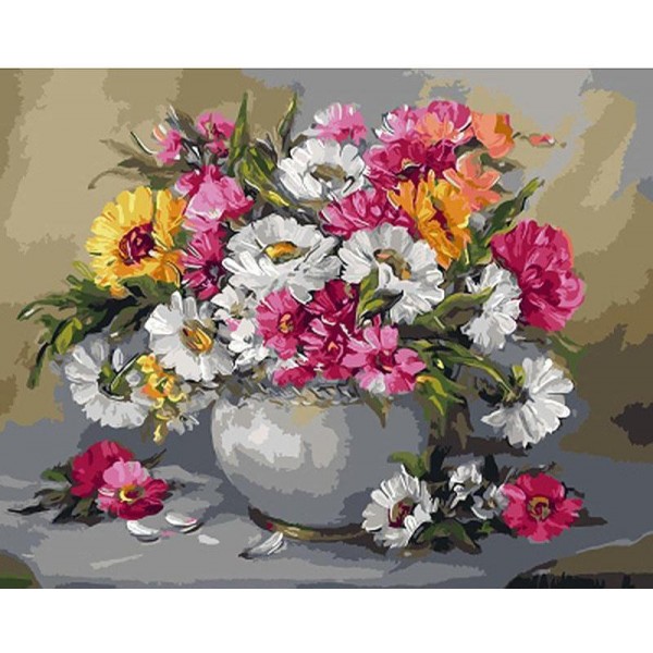 Colorful Floral Painting by Numbers Kit - Paint it Yourself