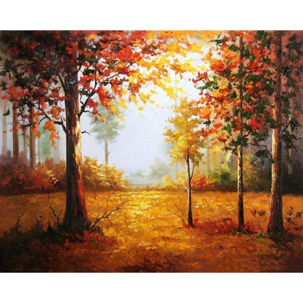 Autumn in the Forest Painting with Numbers Adults