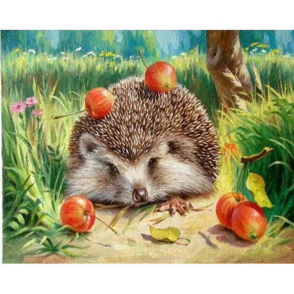 Hedgehog Painting By Numbers Kit - Hand-paint it Yourself