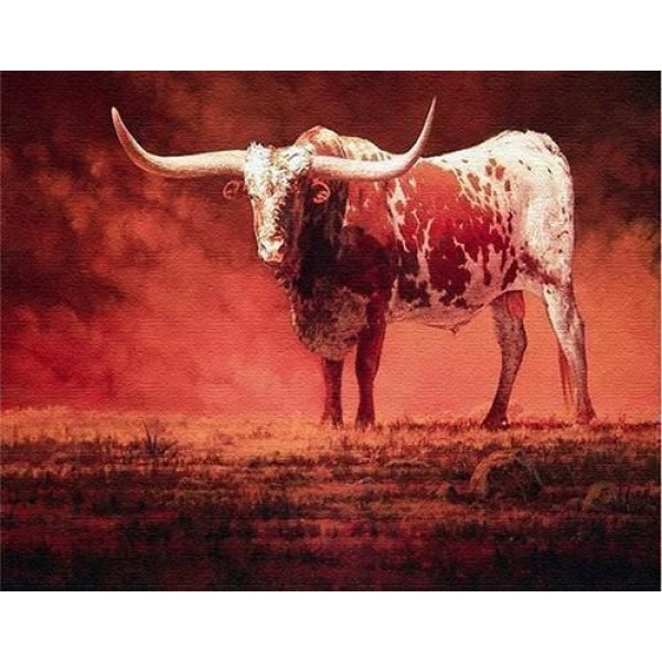 Big Bull with Long Horns Painting - DIY with PBN