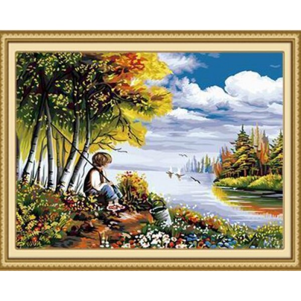 Boy Fishing by the River