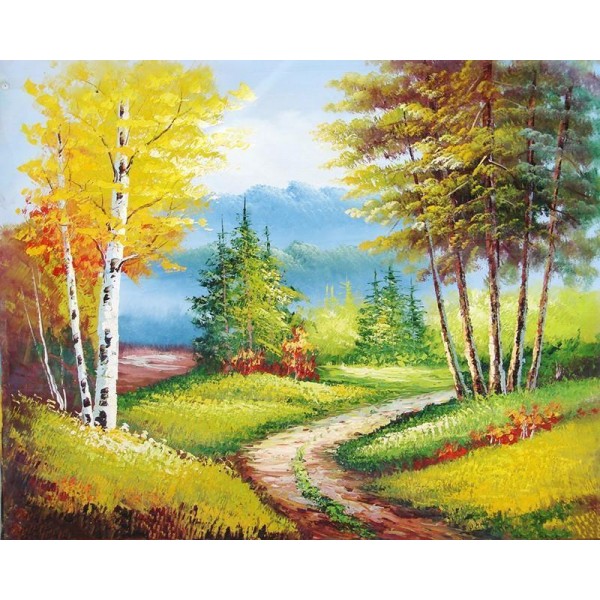 Countryside Fields and Trees Painting
