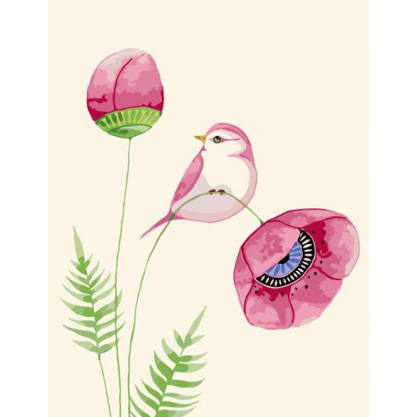 Bird Siting on Flower Painting By Numbers