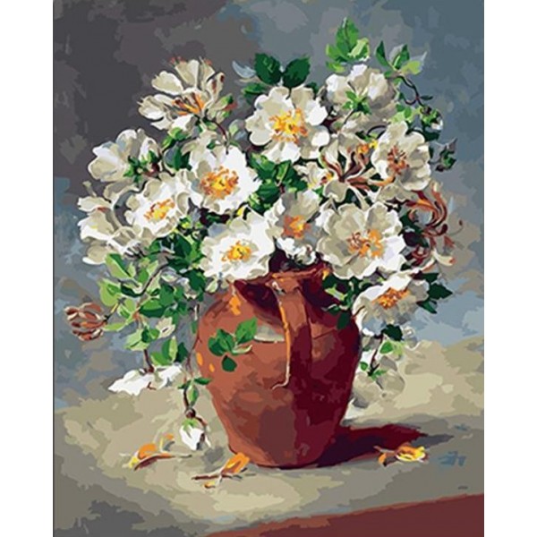 A Flower Pot full of White Daises