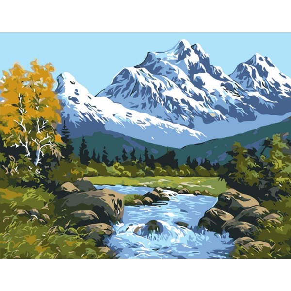 Snow Mountain & lake View - Paint By Numbers
