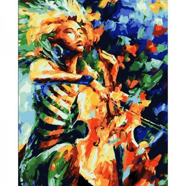 Artistic Colorful Violinist Painting