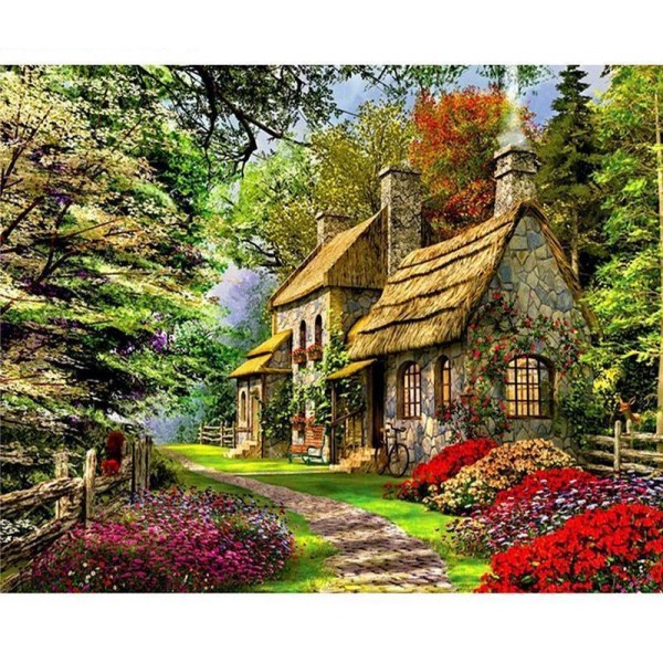 Beautiful Greenery and Flowers Painting