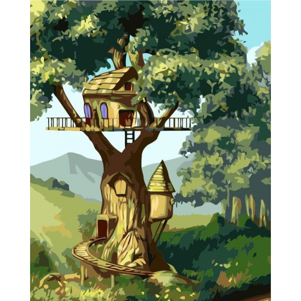 Forest Tree House - DIY Painting