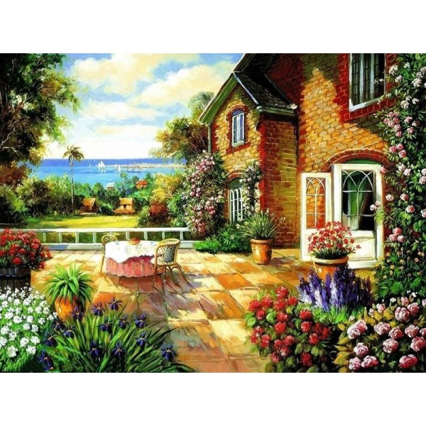 A House Near Sea with Colorful Flowers - DIY Painting Kit
