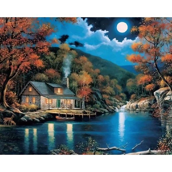 Night Landscape Painting by Number