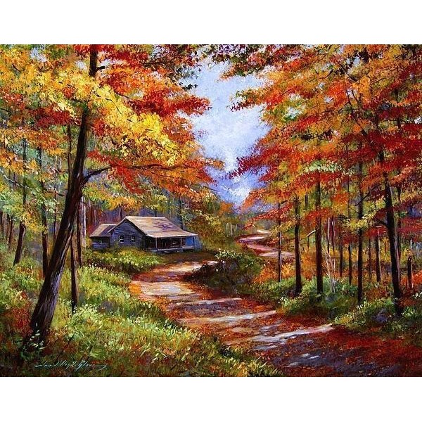 Forest in the Autumn Painting with DIY Paint by numbers Kit