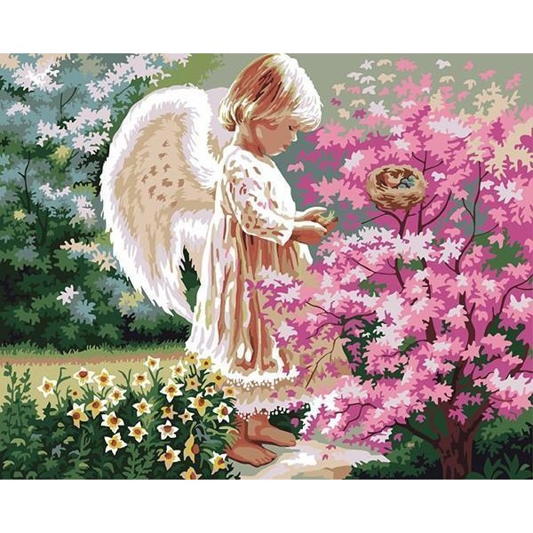 Little Angel Girl in the Garden DIY Painting