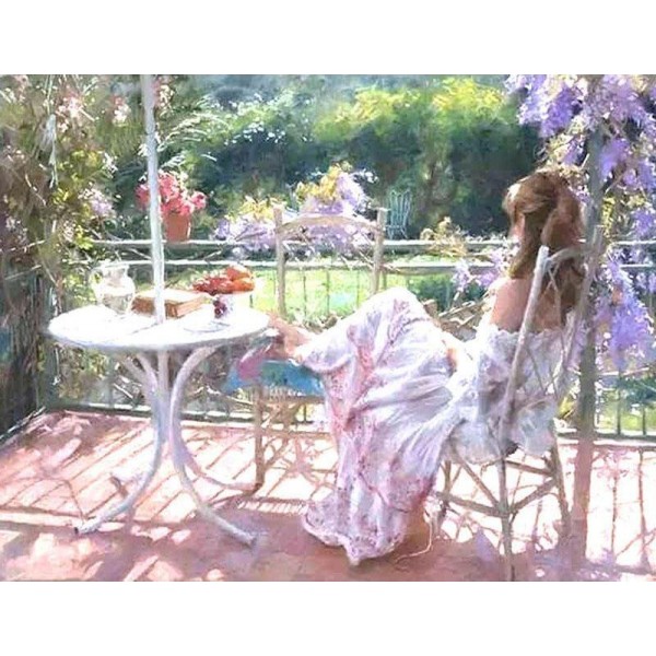 Relax Girl in the Garden Painting by Numbers