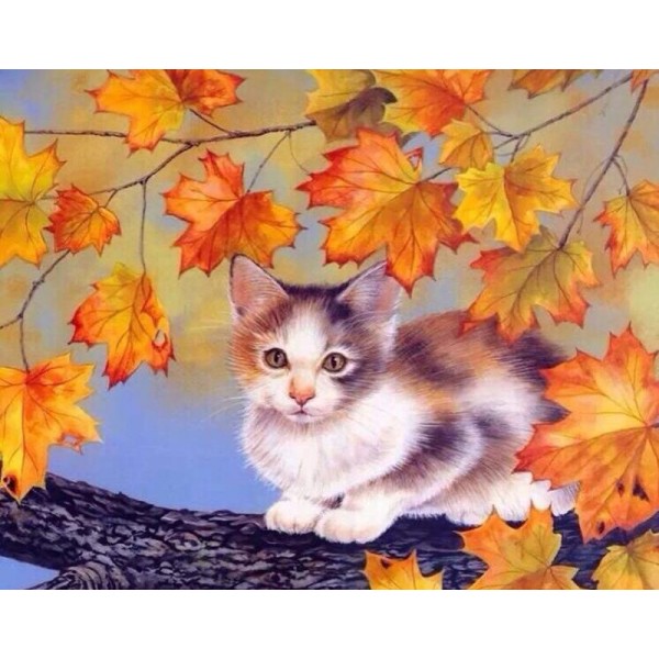Cute Cat on the Tree Branch