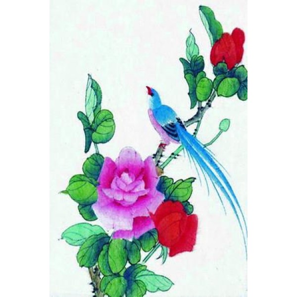 Bird On Colorful Flowers Paint By Numbers