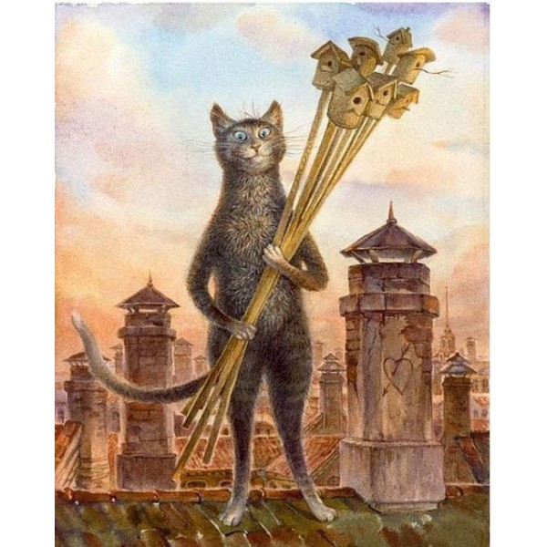 Hunter Cat with its Trophies - Painting by Numbers