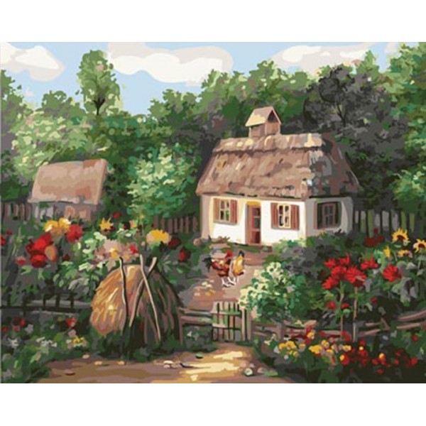 A Cottage Surrounded by Flowers