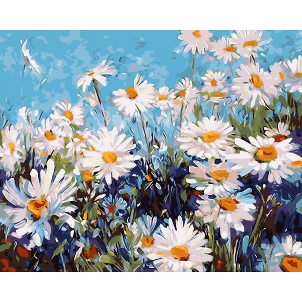 White Flowers Paint By Numbers Kit