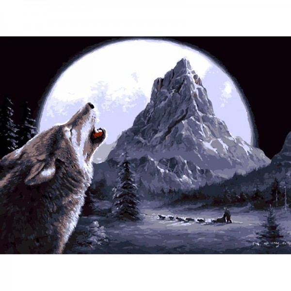 Wolf and the Moon Painting