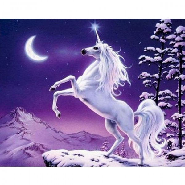 Unicorn In Snow - Paint By Numbers
