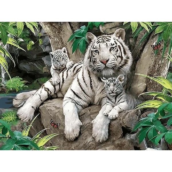 White Tiger and Cub Painting