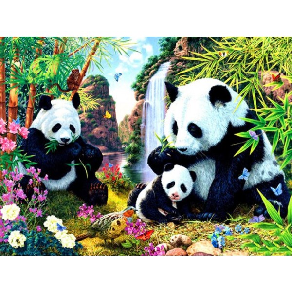 Cute Panda Family- DIY Paint By Number