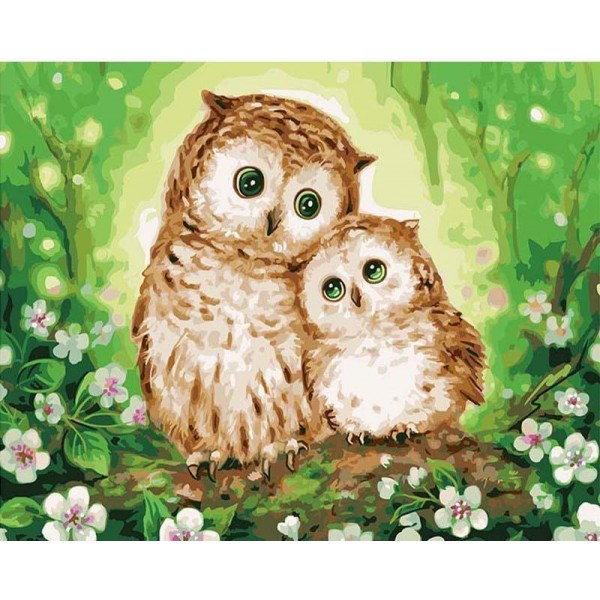 Owl and Flowers Painting with DIY Painting Kit