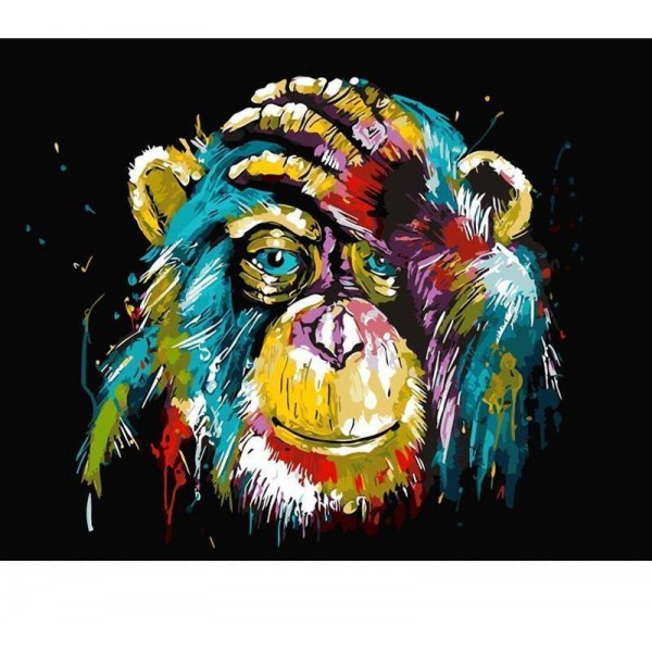 Colorful Chimpanzee Painting - Painting by Numbers for Kids