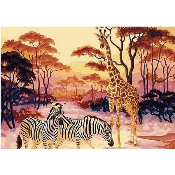 Vintage Giraffe, Zebra in Africa Painting By Numbers