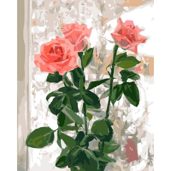 Pink Roses Art Paint By Numbers