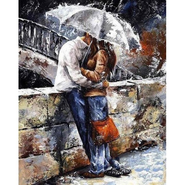 Romantic Kiss Under Umbrella Painting Kit