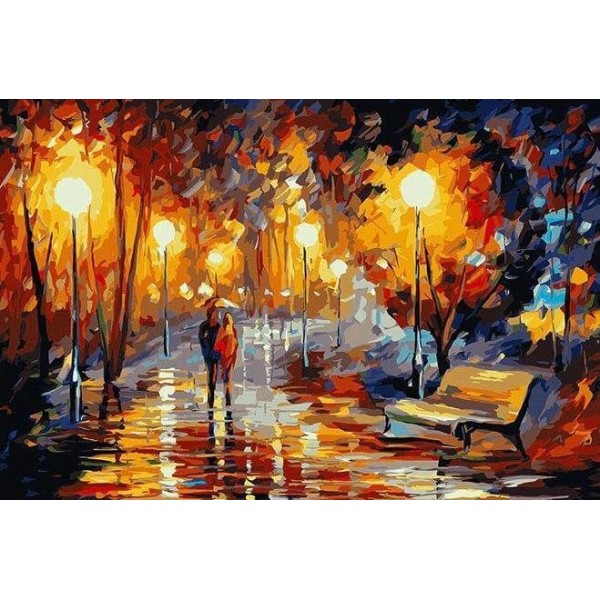 Couple's Night Strolling DIY Painting