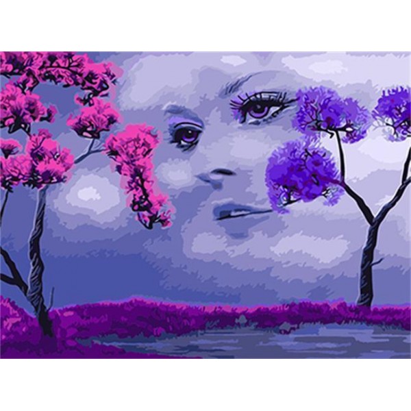 Pink & Purple Tree with a Fantasy Girl