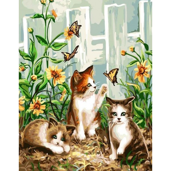 Cats playing with Butterflies
