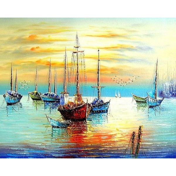 Artistic Sunset and Boats