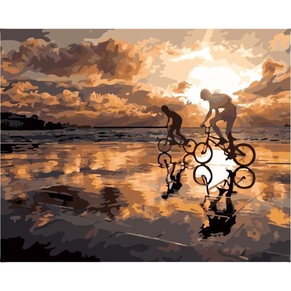 DIY Painting - Cycling on the Beach