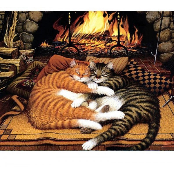 Couple Cats Hug DIY Painting By Numbers Kit
