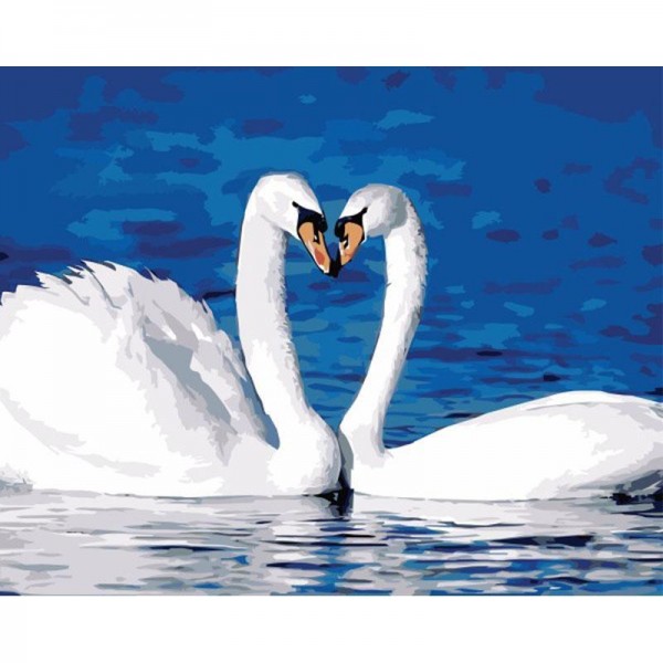 Swan Couple Forming Heart Paint by numbers