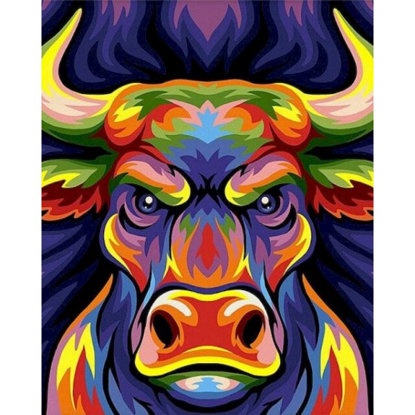 Rainbow Art Cow- DIY Paint  By Number