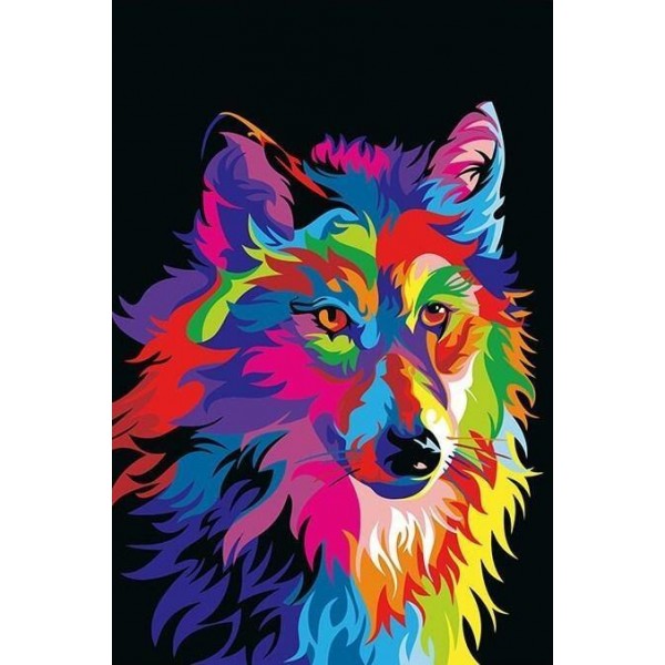 Colorful Abstract Wolf Painting